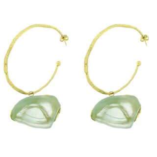 Women's Handmade Eye Hoops Earrings GS1490 Kalliope Brass-Resin